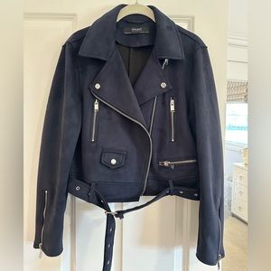 ZARA navy blue suede moto jacket